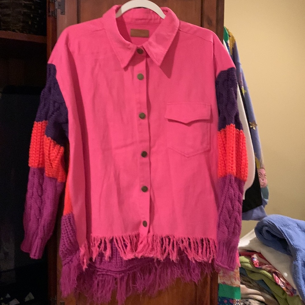 Umgee Color Block Sweater Shacket - Picture 4 of 8